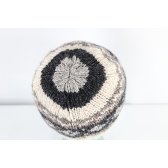 Vintage 90s Streetwear Fleece Lined Fair Isle Wool Knit Winter Beanie Hat Womens - Picture 5 of 7